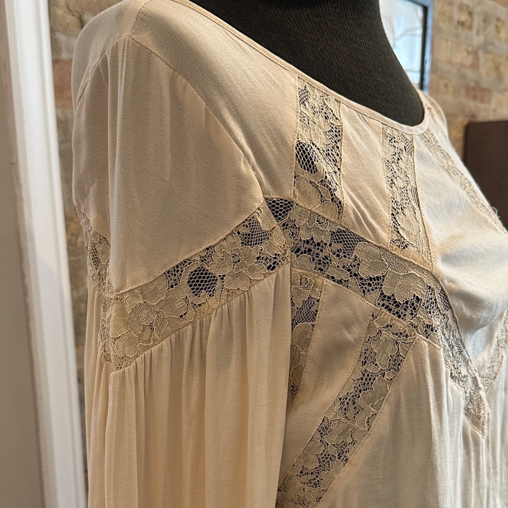 Free People Cream Lace Detail Blouse - Picture 3 of 6